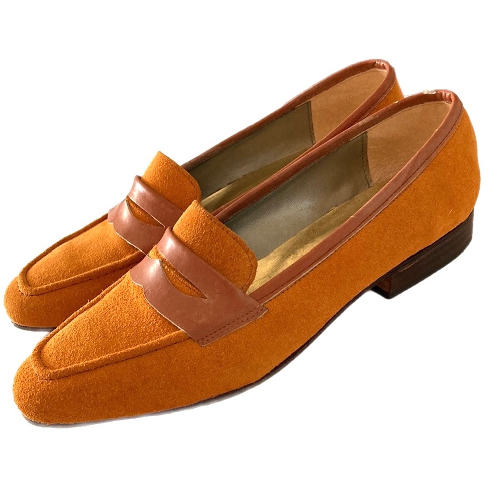 Vintage STUDIO OLYMPIA ochre genuine suede Loafers slip-on shoes. - Picture 10 of 15